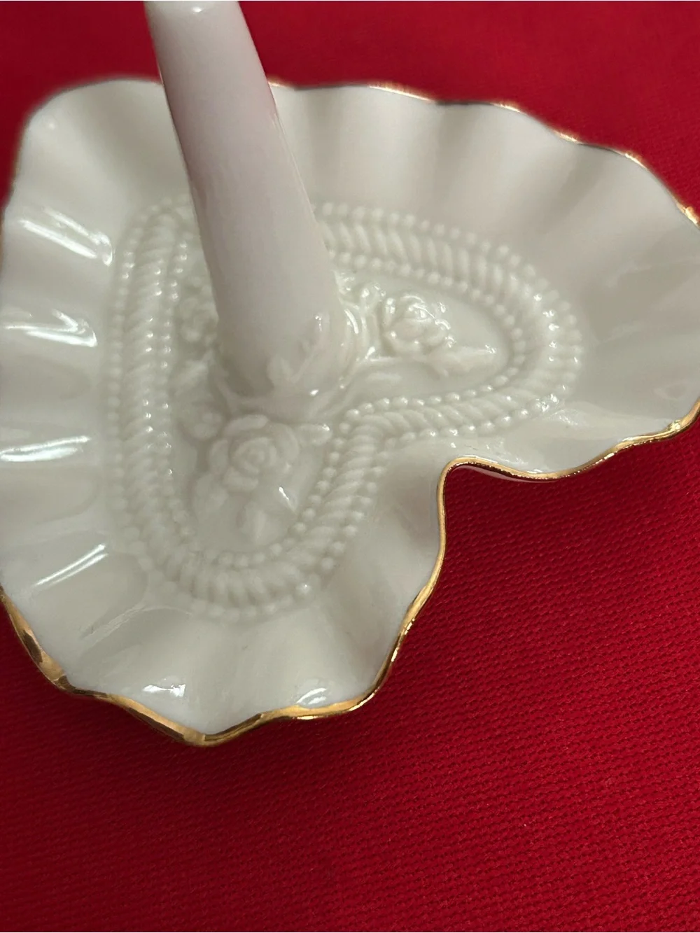 Lenox Cream Heart-Shaped Jewelry Dish with Gold Logo